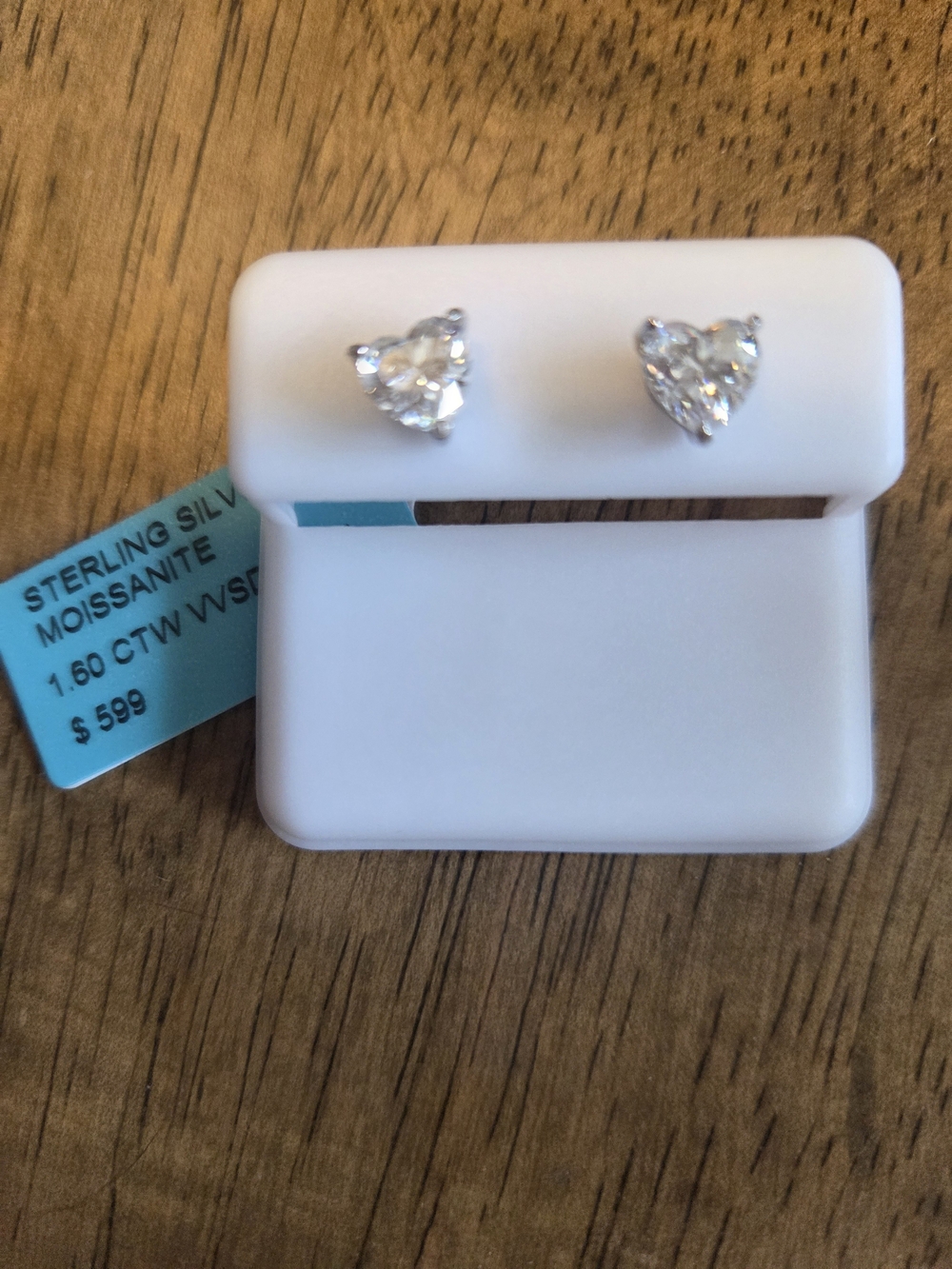 925 Sterling Silver Heart Moissanite Stud Earrings 1.60 CTW VVSD Color